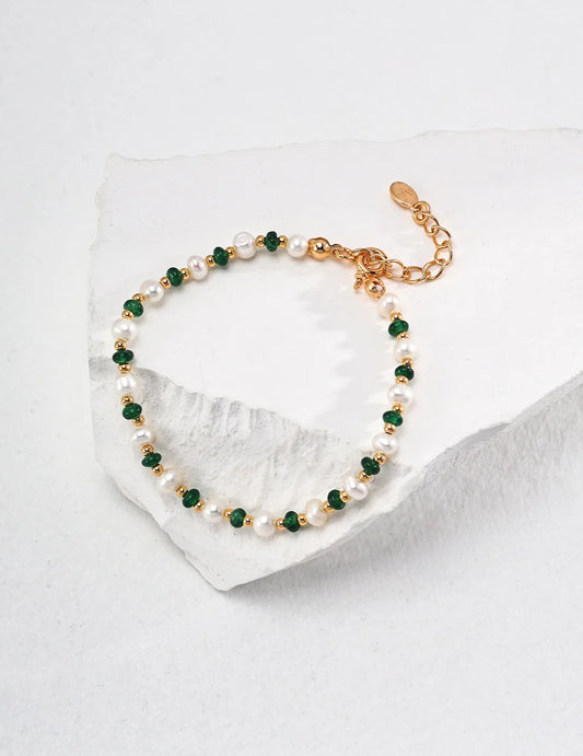 Natural Pearl and Gemstone Beaded Braclet