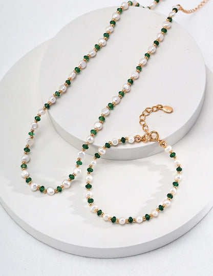 Natural Pearl and Gemstone Beaded Braclet