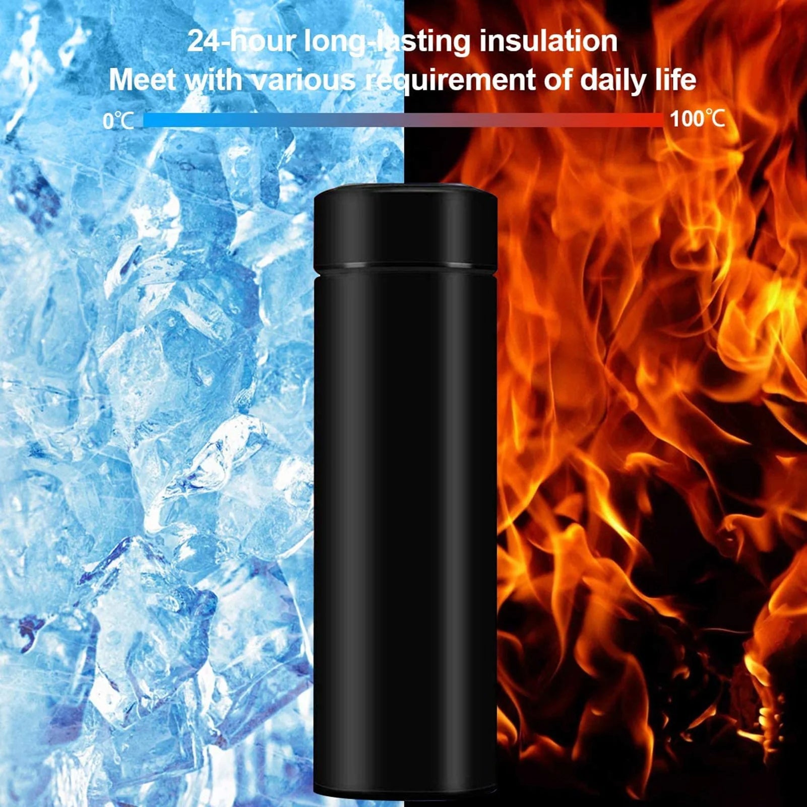 Water Bottle with LED Temperature Display,Double Walled Vacuum Insulated Water Bottle,Stainless Steel Sports Automotivetravel Mug