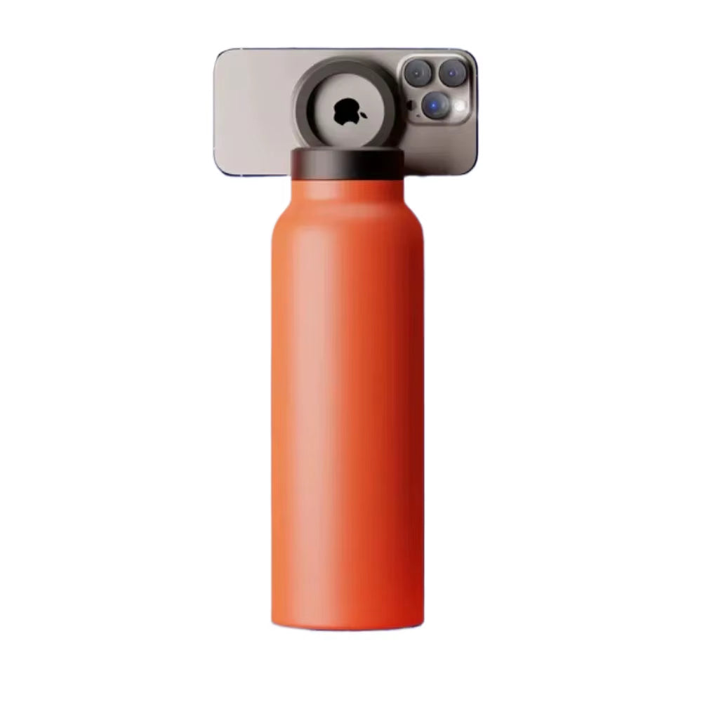 Warm Water Bottle – Magsafe Compatible Water Bottle with Phone Holder – Stainless Steel Water Bottle with Magnetic Phone Tripod